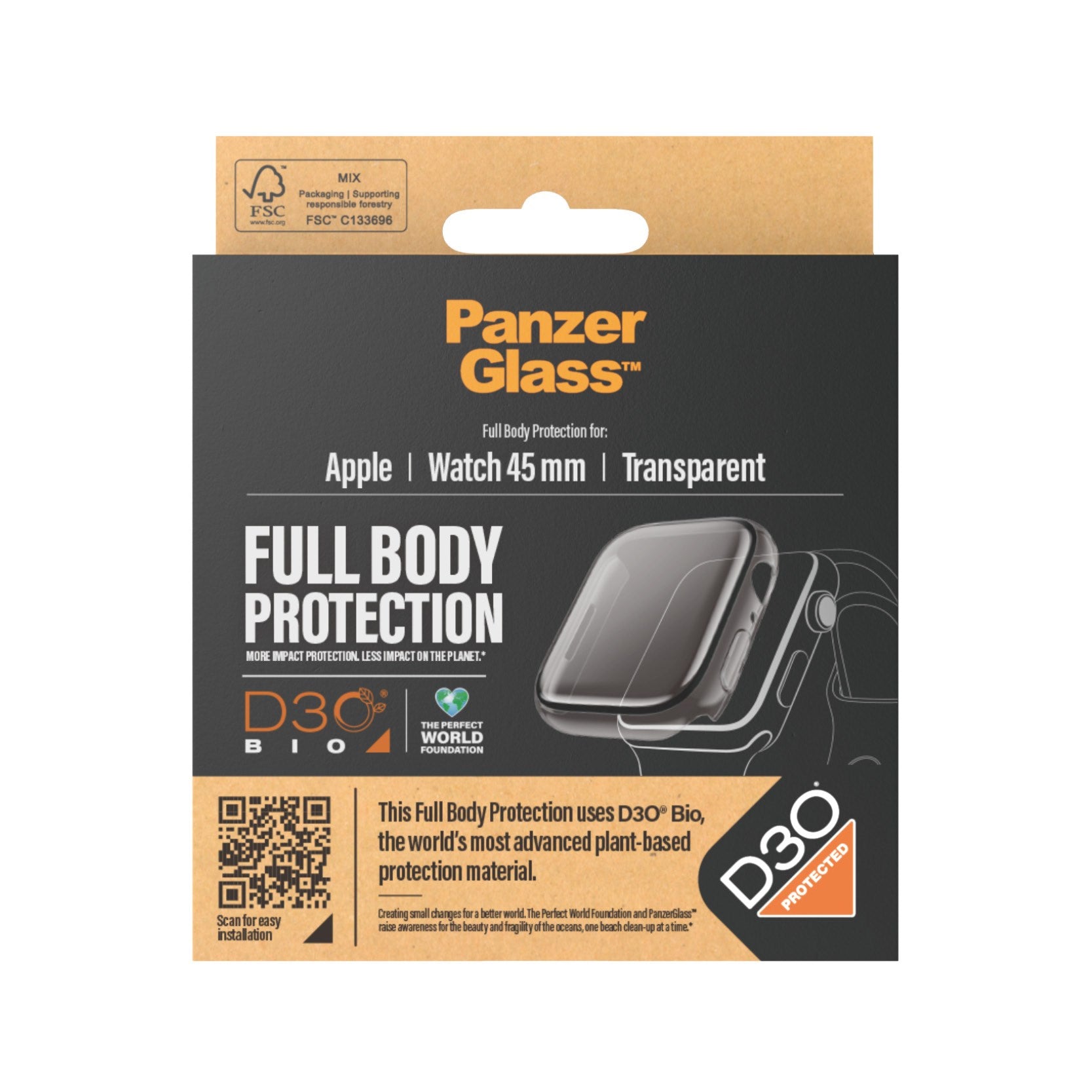 PanzerGlass® Full Body Transparent m. D3O® Apple Watch Series 9 | 45mm